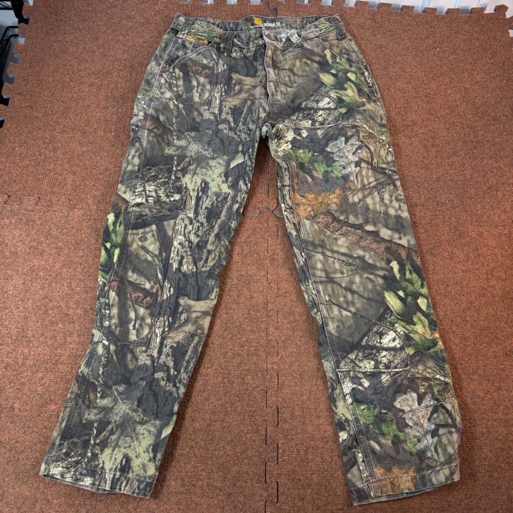 Carhartt Relaxed Fit Mossy Oak Camo Pants Mens 34x32 Real Tree Hunting Workwear